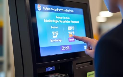 Platební terminál v samoobslužném kiosku.